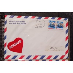J) 1988 UNITED STATES, EARTH, HEARTH, HORIZONTAL PAIR, MULTIPLE STAMPS, AIRMAIL, CIRCULATED COVER, FROM USA TO NEW YORK