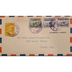 J) 1931 COSTA RICA, LANDSCAPE, MULTIPLE STAMPS, AIRMAIL, CIRCULATED COVER, FROM COSTA RICA TO OHIO