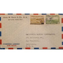 J) 1941 COSTA RICA, AIRPLANE OVER CITY, SANATORIO DURAN, MULTIPLE STAMPS, OPEN BY EXAMINER AIRMAIL, CIRCULATED COVER