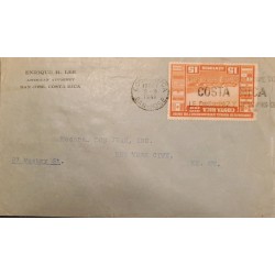 J) 1941 COSTA RICA, CENTRAL AMERICAN FOOTBALL CHAMPIONSHIP, AIRMAIL, CIRCULATED COVER, FROM COSTA RICA TO NEW YORK
