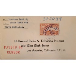 J) 1942 COSTA RICA, UNIVERSITY OF COSTA RICA, PASSED BY CENSOR, AIRMAIL, CIRCULATED COVER, FROM COSTA RICA TO CALIFORNIA