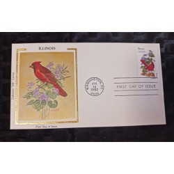 J) 1982 UNITED STATES, ILLIONS, RED BIRD AND VIOLET, FDC