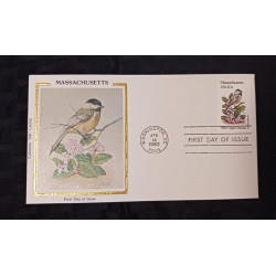 J) 1982 UNITED STATES, MASSACHUSSETTS, BLACK-CAPPED CHICKRADEE AND MAYFLOWER, FDC
