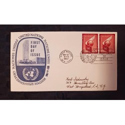 J) 1957 UNITED NATIONS, PAIR, AIRMAIL, CIRCULATED COVER, FROM NEW YORK