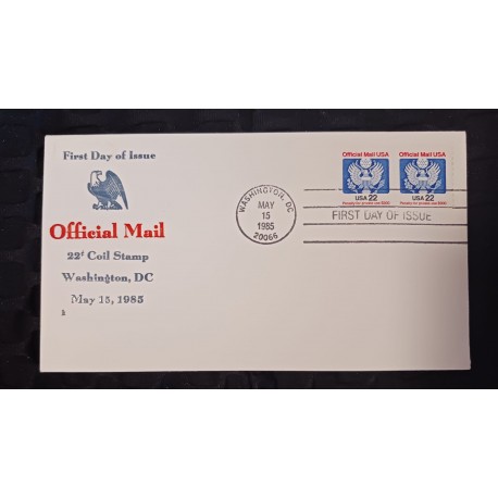 J) 1985 UNITEDS TATES, OFFICIAL MAIL, 22 COIL STAMP WASHINGTON DC, FDC