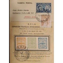 M) 1941, ARGENTINA, POSTCARD, FROM ARGENTINA TO PUERTO RICO, E. F. I. R, WITHOUT POSTAL VALUE, WITH CANCELLATION.