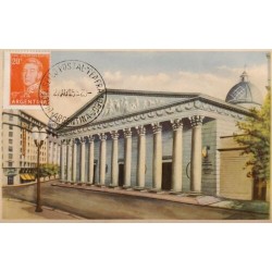 M) 1955, ARGENTINA, POSTAL CARD, STAMP OF GRAL JOSE DE SAN MARTIN, WITH PEAFRA POSTAL STAMP.