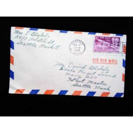 M) 1950, USA, SEATLE, AIR MAIL, WITH CANCELLATION SLOGAN APPLY NOW FOR ENLISTMENT ON THE US COAST GUARD.