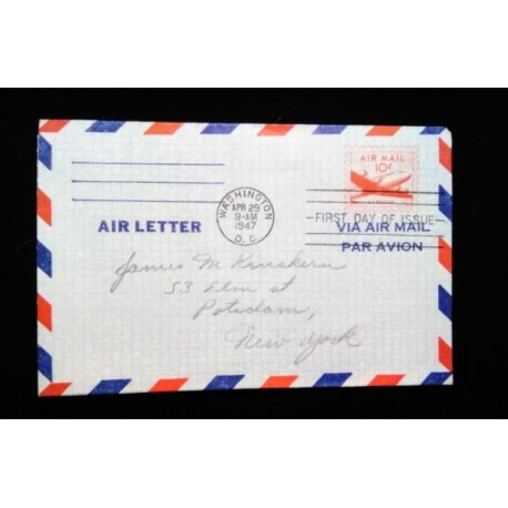M) 1947, FDC, UNITED STATES, AIRMAIL, FROM WASHINGTON TO NEW YORK, WITH CANCELLATION.