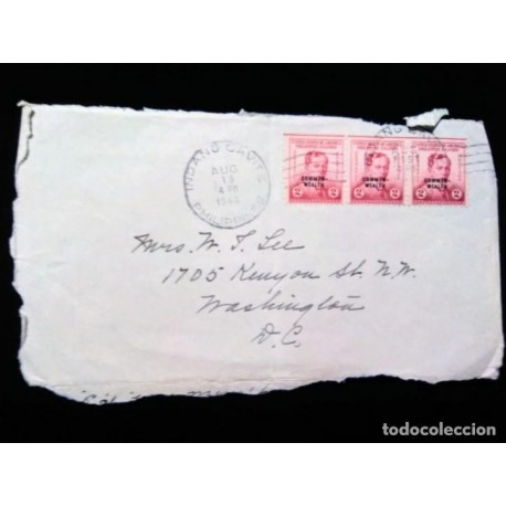 M) 1940, PHILIPPINES, UNITED STATES OF AMERICA AND PHILIPPINE ISLANDS STAMP, 2C, WITH CANCELLATION.