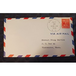 J) 1936 UNITED STATES, JOHN QUINCY ADAMS, AIRMAIL, CIRCULATED COVER, FROM WASHINGTON TO MASSACHUSSETTS