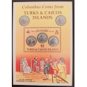 SJ) 1992 TURKISH ISLANDS, COINS, SOUVENIR SHEET, XF