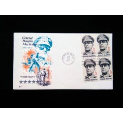 M)1971, F D C, NORFOLK UNITED STATES, STAMP OF GENERAL DOUGLAS MACARTHUR, WITH CANCELLATION.