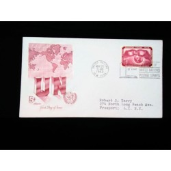 M)1962, F D C, UNITED NATIONS, TO UNITED STATES 5 C, WITH CANCELLATION.