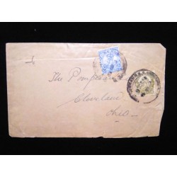 M) 1922, INDIA, POSTAGE STAMP THREE ANNAS KING GEORGE, TO USA OHIO, WITH CANCELLATION.