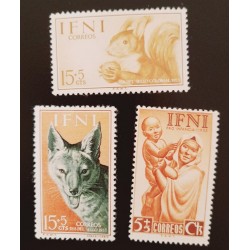 SJ) 1955 IFNI, DAY OF THE COLONIAL SEAL, PRO INFANCIA, LOBO, SET OF 3 XF