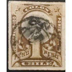 O) 1892 CHILE, COLUMBUS 1 peso, TACNA CANCELLATION, XF