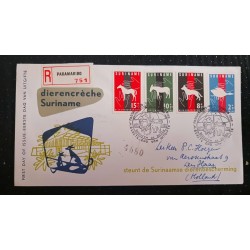 J) 1962 SURINAME, ANIMAL NURSERY, REGISTERED, CIRCULATED COVER, FROM SURINAME