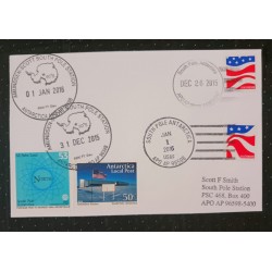 J) 2015 UNITED STATES, FLAG, SOUTH POLE, ANTARTIC, MULTIPLE STAMPS, AIRMAIL, CIRCULATED COVER, FROM USA