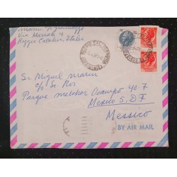 J) 1969 ITALY, MULTIPLE STAMPS, AIRMAIL, CIRCULATED COVER, FROM ITALY TO MEXICO