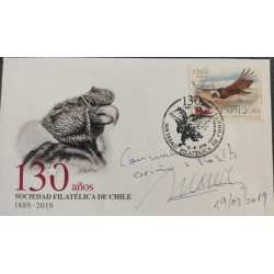 O) 2019 CHILE, EXFIL 2018, CONDOR, BIRD, ANDES MOUNTAINS, PHILATELIC SOCIETY OF CHILE, FDC XF