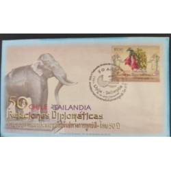 O) 2012 CHILE, JOINT ISSUE,  DIPLOMATIC RELATIONS WITH THAILAND, ELEPHANTS, FLOWERS, EMBLEMATIC SYMBOLS, FDC XF