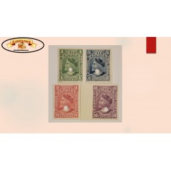 O) 1900 CHILE, PROOF, PUNCH, COLUMBUS, 1c yelow green, 2c brown rose, 5c dp bl, 10c violet, XF