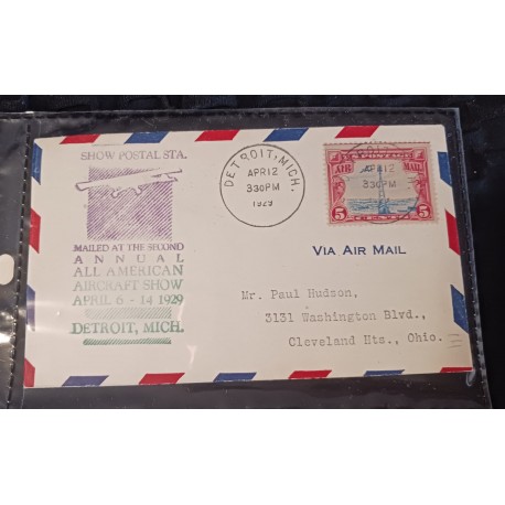 M) 1929, USA, AIR MAIL, MAILED THE SECOND ANNUAL ALL AMERICAN AIRCRAFT SHOW, WITH CANCELLATION.