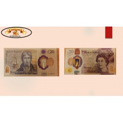 O) 2020 ENGLAND, BANKNOTE, 20 POUNDS STERLING, GBP, POLYMER, PAINTER JME TURNER, QUEEN ISABEL II, UNUSED