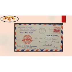 O) 1952 UNITED STATES, ROCKFORD´S AIR MAIL OBSERVANCE, DC-4. SKYMASTER, CIRCULATED XF