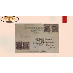 O) MEXICO, PORPHYRIAN EAGLES, EAGLE 1 centavo, CIRCULATED COVER TO JAPAN, XF