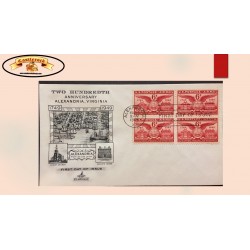 O) 1949 UNITED STATES - USA, ALEXANDRIA,  HOME OF JOHN CARLYLE, ALEXANDRIA SEAL AND GADSBY´S TAVERN, FOUNDING, FDC XF