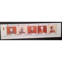 SO) 1983 MEXICO, ART AND SCIENCE, CONTEMPORARY ARTISTS, STRIP OF 5 TIMBRES MNH