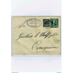 R) 1915 CHILE, POSTAL STATIONARY, TEMUCO CONCEPCION COMMERCIAL SEAL OF 5 CENT WITH RECEPTION