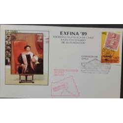O) 1989 CHILE, EXFINA 89, CHRISTOPHER COLUMBUS-GALLEONS-COAT OF ARMS AND THE ORDER OF THE GREAT ADMIRALTY, FDC XF