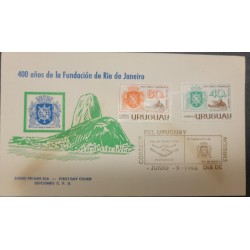 O) 1966 URUGUAY, ARMS OF DE RIO DE JANEIRO AND SUGAR LOAF MOUNTAIN, FOUNDING OF RIO DE JANEIRO,  FINE, TONE,