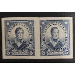 O) 1915 CHILE, IMPERFORATED, INDIA PAPER, PAIR, THOMAS ALEXANDER COCHRANE, FIRST VICE ADMIRAL OF CHILE, FOUNDER