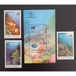 SO) 1997 INDONESIA, OCEANS, MARINE FAUNA, FISH, STAMPS AND SOUVENIRS, MNH