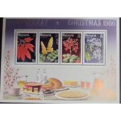O) 1986 MONTSERRAT, FOODS, CHRISTMAS TRADITION, FLOWERS,  MNH