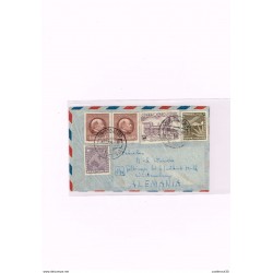 R) 1956 CHILE, TO WITH A BLOCK OF FOUR 1 PESO ON THE BACK, TRAIN AND AIRPLANE, MULTIPLE STAMPS AIRMAIL
