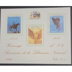 O) 1976 CHILE, ARAUCAN INDIAN, CONDOR WITH BROKEN CHAIN, WINGED WOMAN, SYMBOLIZING REBIRTH,  MILITARY JUNTA, NATIONAL RELEASE