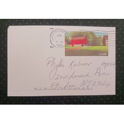 J) 1997 UNITED STATES, HOUSE, POSTAL STATIONARY, AIRMAIL, CIRCULATED COVER, FROM USA TO NEW JERSEY