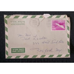 J) 1962 ISRAEL, DOVE, AEROGRAMME, AIRMAIL, CIRCULATED COVER, FROM ISRAEL TO NEW YORK