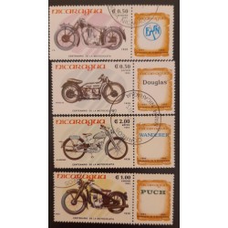 SO)1985 NICARAGUA, MOTORCYCLES, STAMPS USED WITH CHECK