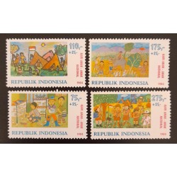 SO) 1984 INDONESIA, CHILDREN'S DAY, CHILDREN DRAWINGS, MNH