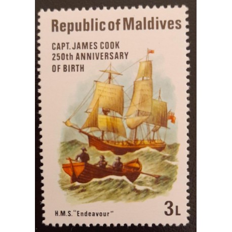 SO) MALDIVES BOATS, CAP, JAMES COOK MNH