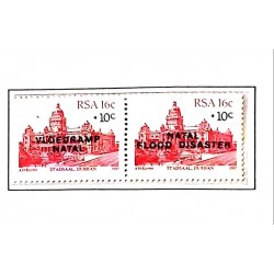 A) 1987 SOUTH AFRICA, ARCHITECTURE, DURBAN CITY HALL, OVERPRINT, PRO NATAL MNH FLOOD VICTIMS, MNH