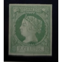 A) 1860, SPAIN, QUEEN ISABEL II, IMPERFORATED, GREEN, EDIFIL51