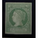 A) 1860, SPAIN, QUEEN ISABEL II, IMPERFORATED, GREEN, EDIFIL51