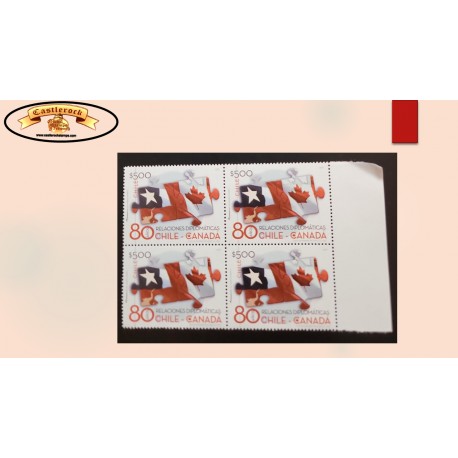 O) 2021 CHILE, DIPLOMATIC RELATIONS CHILE AND CANADA, FLAGS, MNH